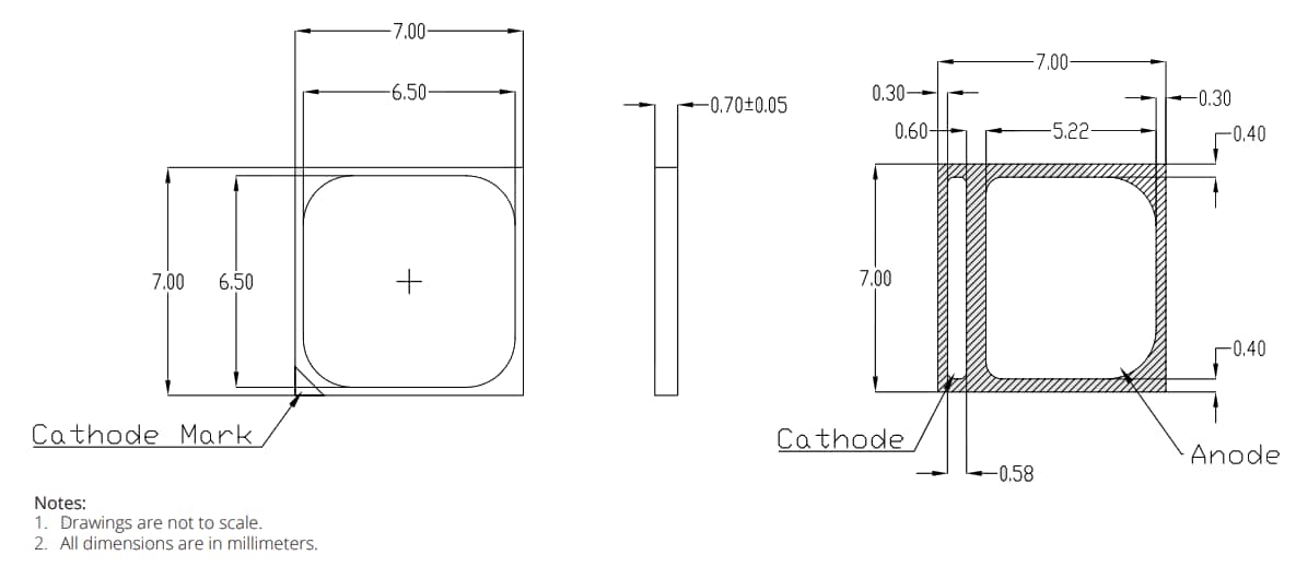 Mechanical Drawing - Lumileds LUXEON 7070 Series Mechanical Drawing - Lumileds LUXEON 7070 Series